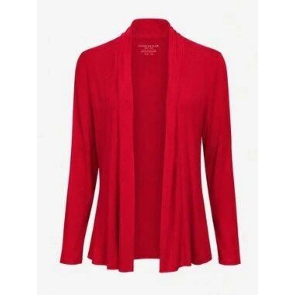Charter Club Petite Red Open-Front Cardigan Long Sleeve Size PM Pre-owned